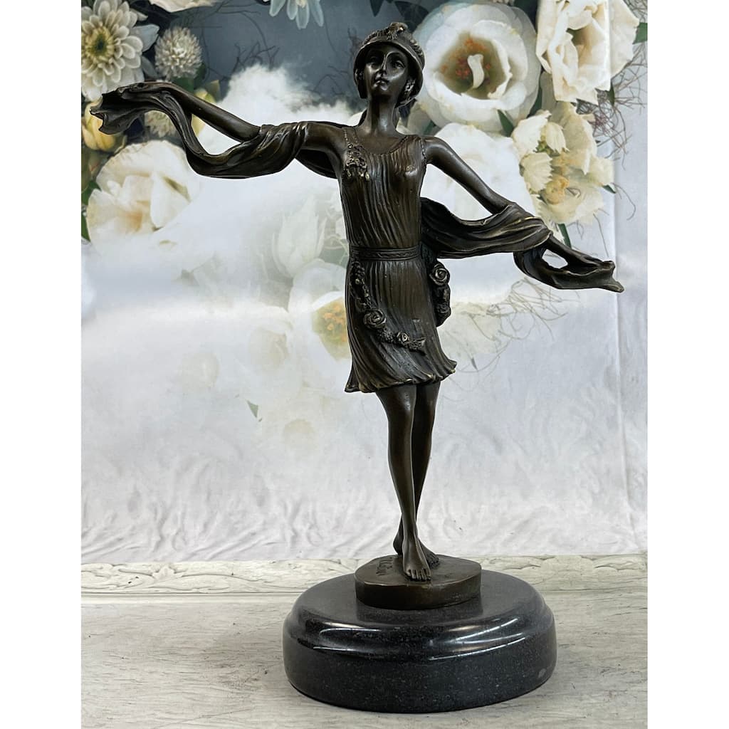 Art Deco Flapper Dancer Performer Actress Fashion Model Bronze Statue Sculpture Figure 12 Inches X 10 Inches