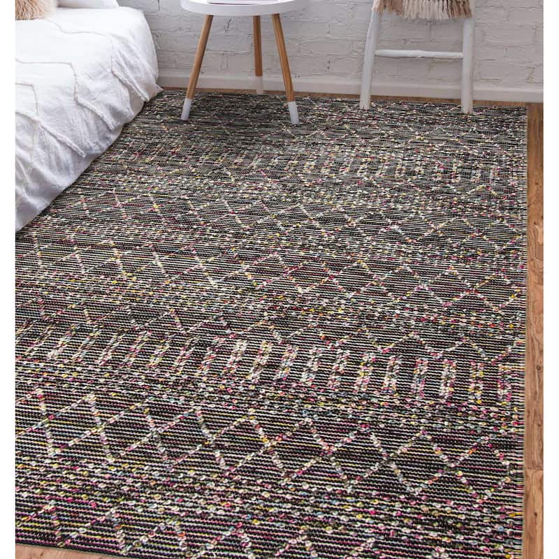 ECARPETGALLERY Braid weave Sienna Black Wool Rug - 5'2 x 7'6