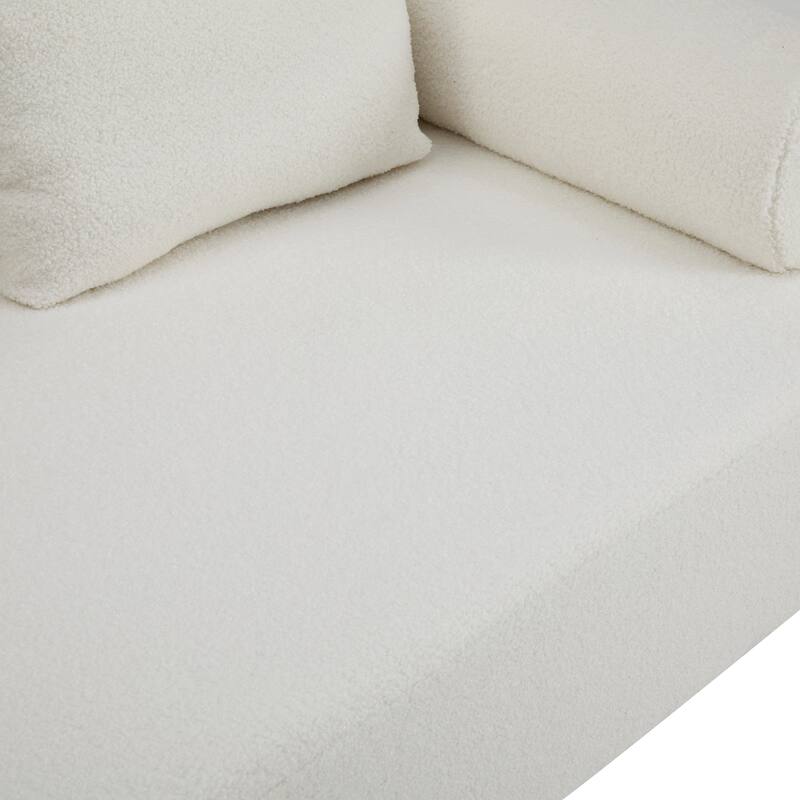 Modern 3-Seater Upholstered Chaise Lounge Sofa, Recliner Sofa Loveseat Couch Accent Sofa with 3 Plush Pillows