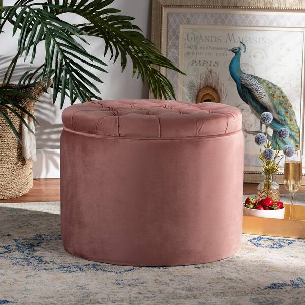 slide 1 of 11, Livana Contemporary Glam & Luxe Velvet Upholstered Storage Ottoman
