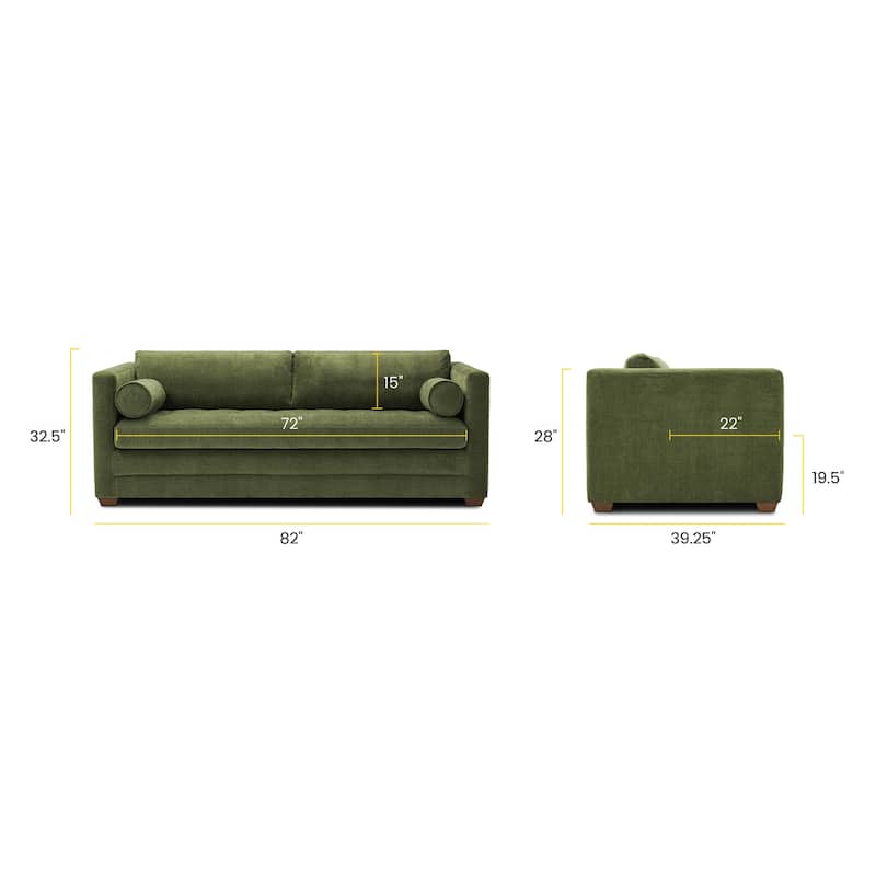 Poly and Bark Napa 82" Pull-Out Sofa Bed in Distressed Green