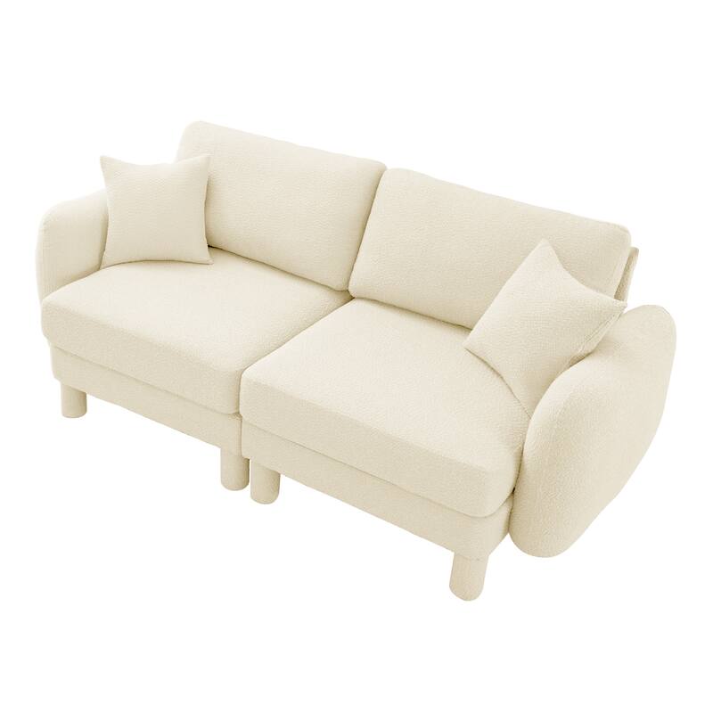 Distinctive Sofa Couch with Shell-Shaped Armrests, 2-seater Loveseat Couch Sofa Couch with Wood Frame
