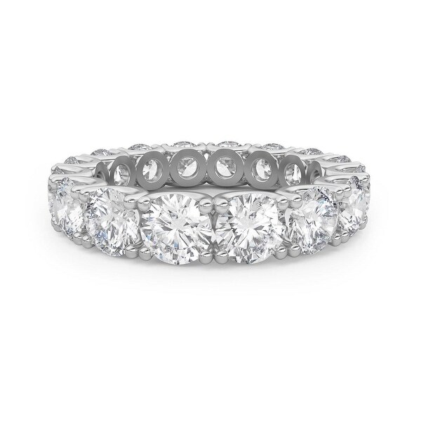 Amcor Design 14KT White Gold 4.25 CT Round Cut Diamond Fishtail Eternity Anniversary Ring. Opens flyout.
