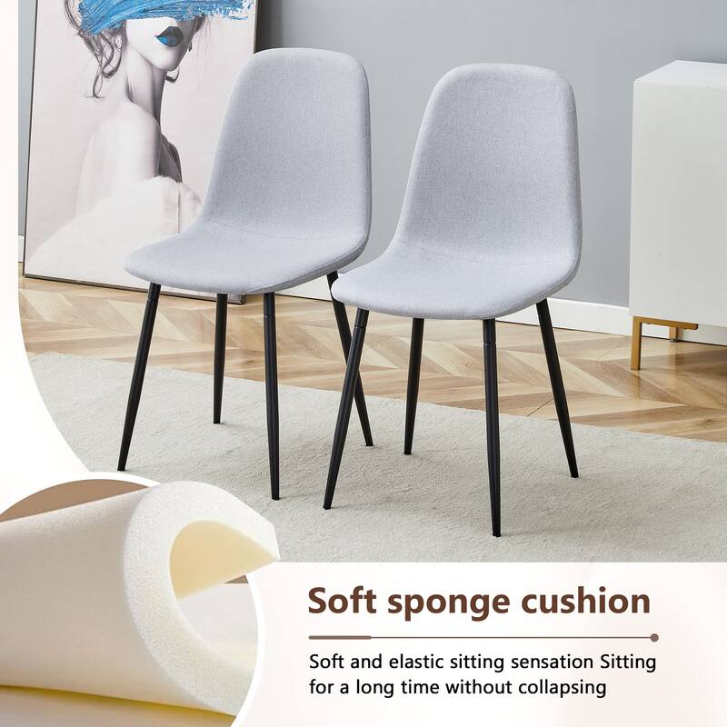 5-Piece Modern Dining Set, 64.5x35.4 Inch Textured Table & 4 High-Resilience Fabric Chairs with Metal Legs