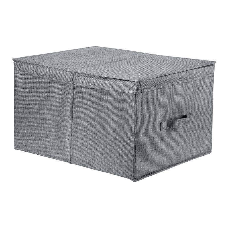 Fabric Storage Bin Cube with Lid and Handle for Shelves Closet, Collapsible Storage Basket for Organizing Clothes Books - Grey - 20*16*11.5in