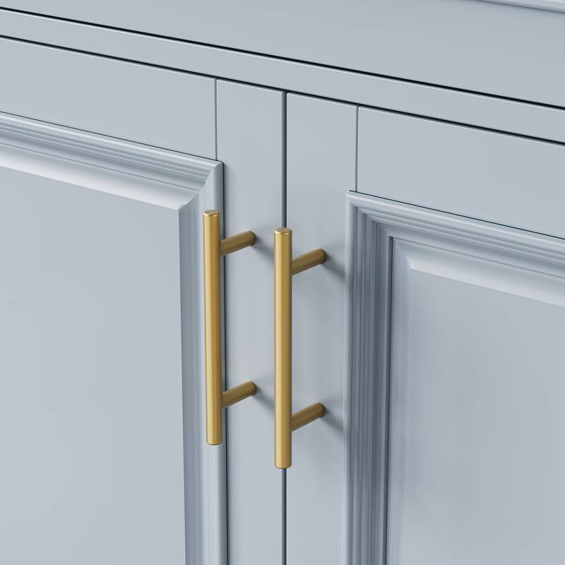 Kitchen Island with Drop Leaf, Adjustable Shelf, Spice Rack, Towel Rack, 2 Doors and 5 Drawers