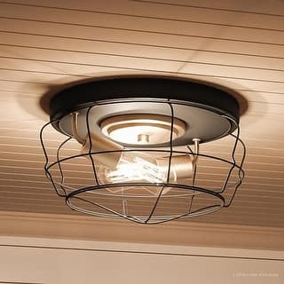 Luxury Vintage Ceiling Fixture, 6.75"H x 14"W, with Contemporary Style, Charcoal Finish by Urban Ambiance