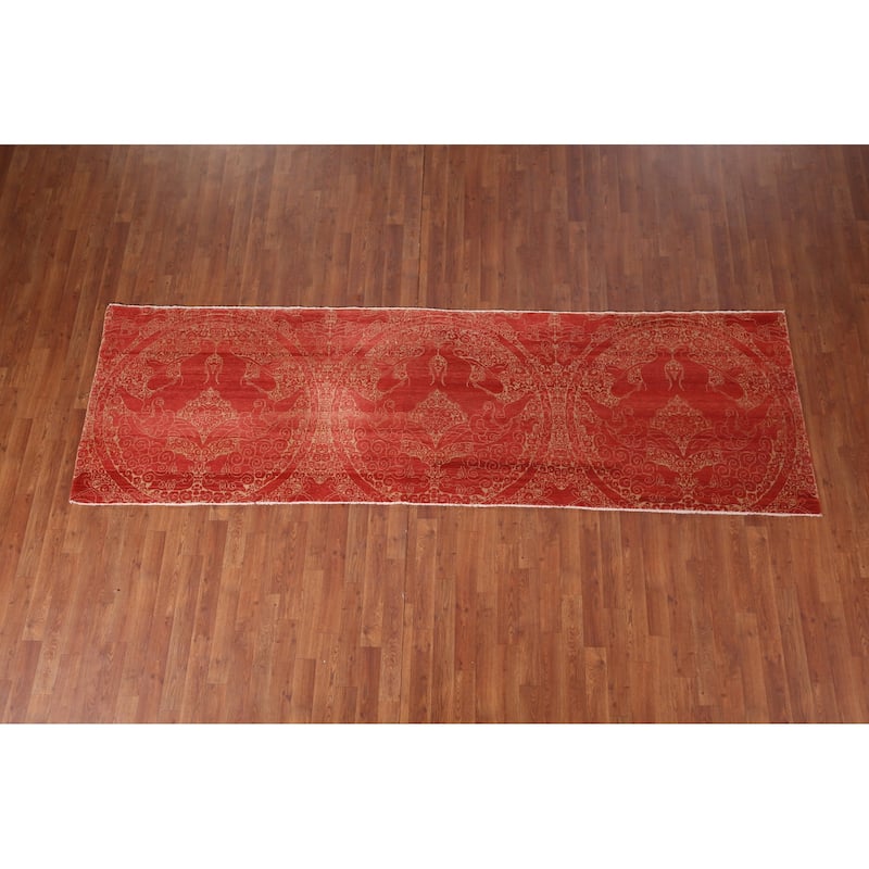 Contemporary Oriental Runner Rug Handmade Wool Carpet - 3'1"x 10'2"