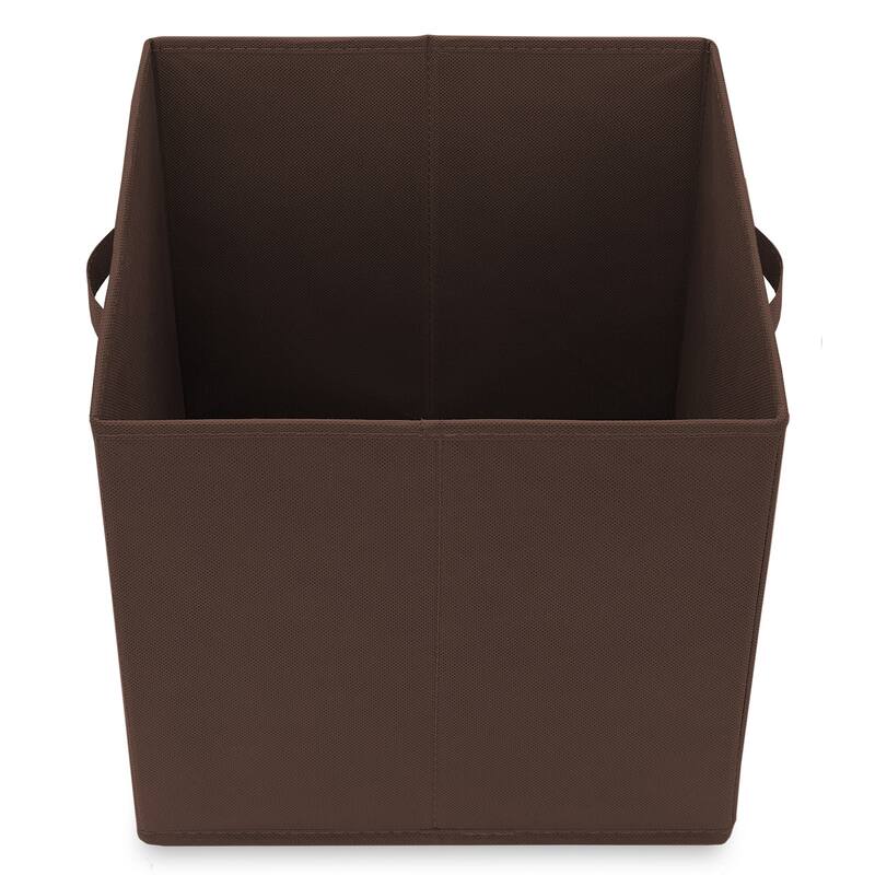 Set of 12 Collapsible Fabric Cubes 13in Storage Bins Brown - 13" x 13" x 13"