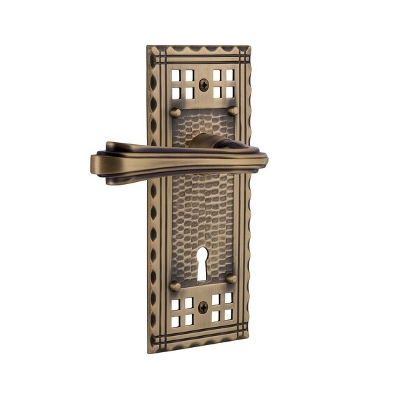 Nostalgic Warehouse CRAFLR_SD_KH_RH Fleur Right Handed Non-Turning One-Sided Door Lever with Craftsman Rose and Decorative