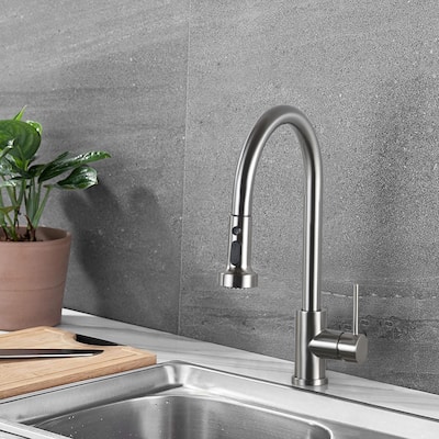 BATHLET Single Handle High Arc Kitchen Faucet with Pull Down Sprayer