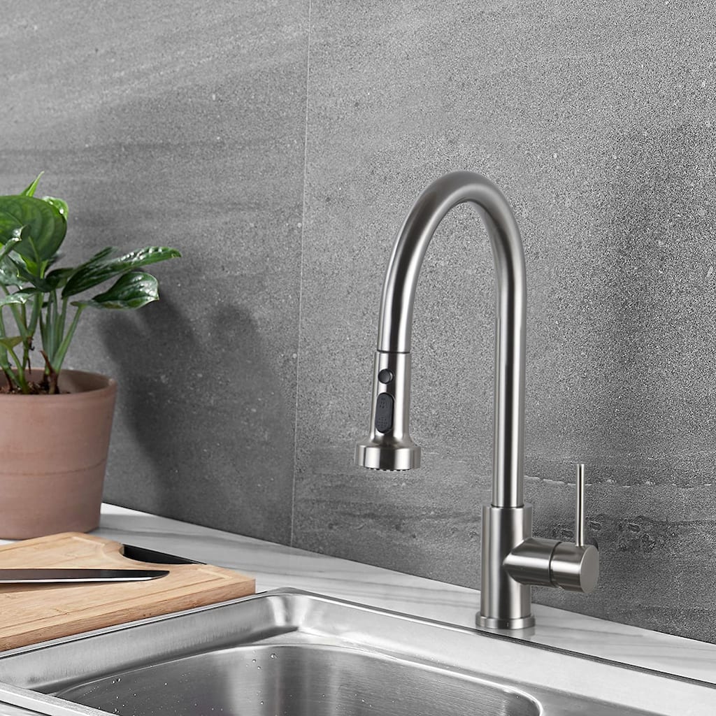 BATHLET Single Handle High Arc Kitchen Faucet with Pull Down Sprayer