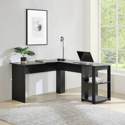 Study Workstation Furniture with 2 Open Storage Bookshelves