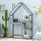 preview thumbnail 24 of 32, House-shaped Wooden writing Desk,Kids study Table,Bookshelf & Toy Storage Grey