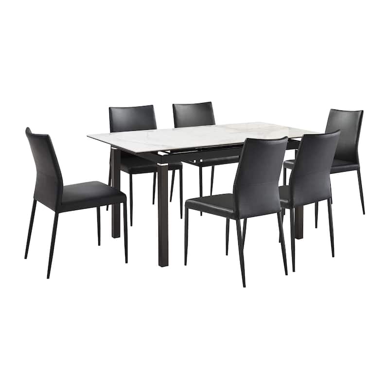 Giana Kash 7 Piece Extendable Dining Set with Faux Leather Chairs