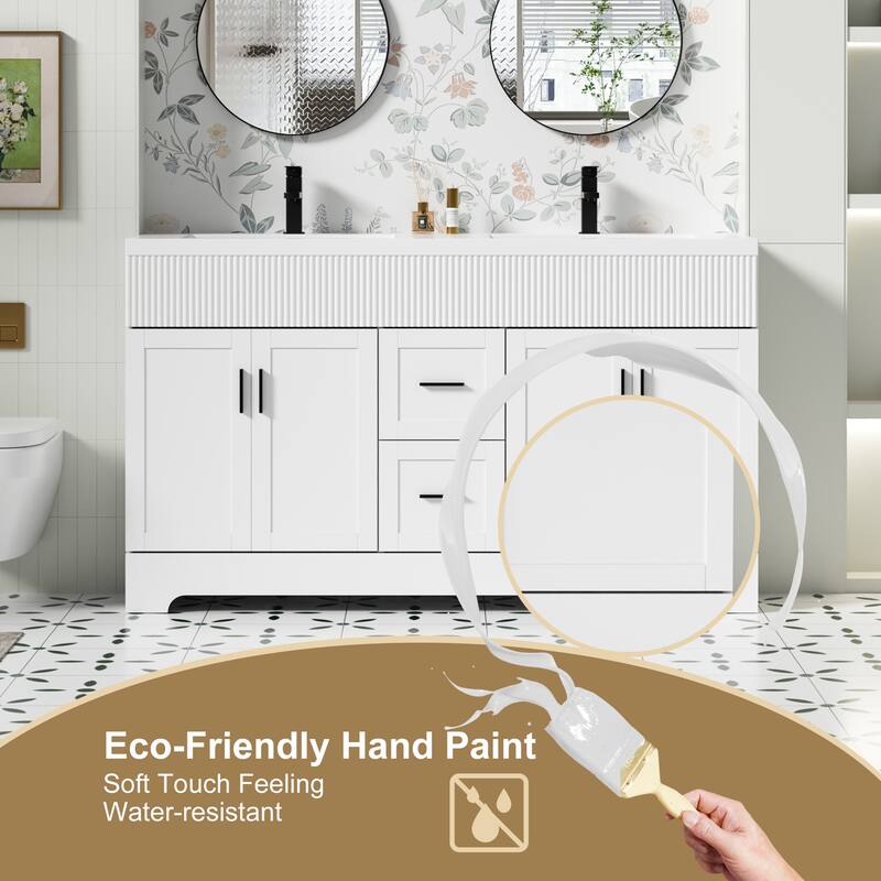 Wavy Line 30"/36"/48" Bathroom Vanity Set with Sink & Faucet