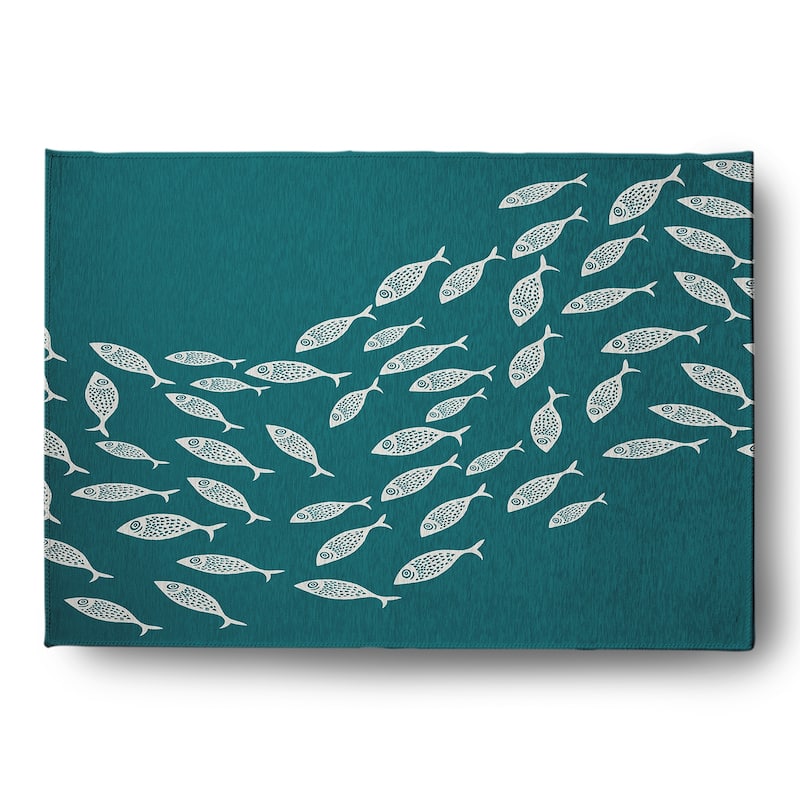 Escuela Nautical Chenille Rug - Ocean Teal - 5' x 7'