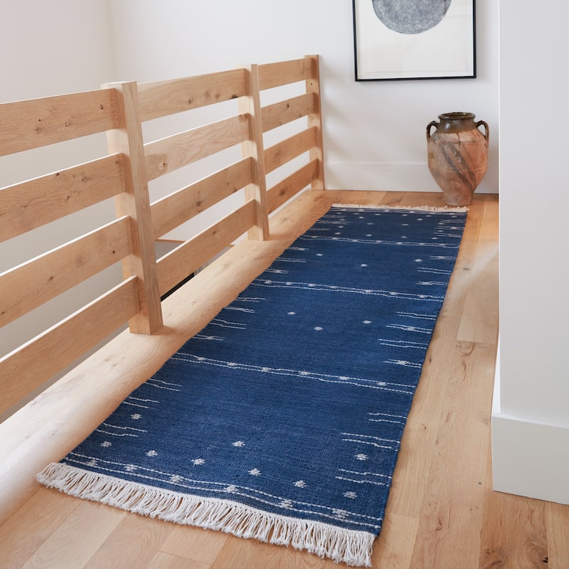 Libbi Indoor/ Outdoor Geometric Blue/ White Area Rug