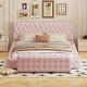 preview thumbnail 1 of 9, 2-Pcs Tufted Upholstered Platform Wooden Bedframe with Ottoman, Pink Pink - Queen