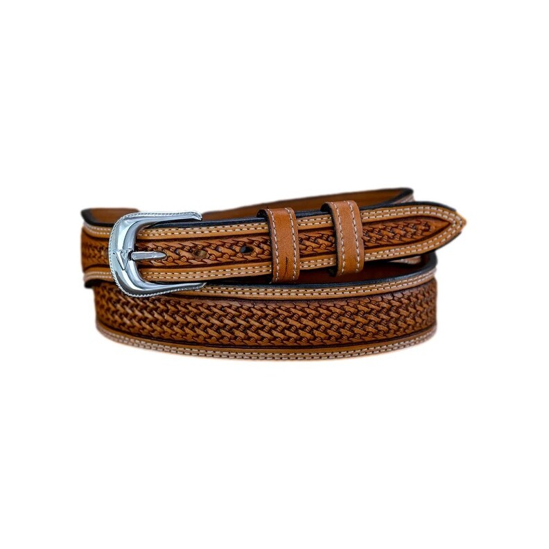 Vogt Silversmiths Western Belt Saddle Brown Over Under Leaf – Vogt Silversmiths main image 4