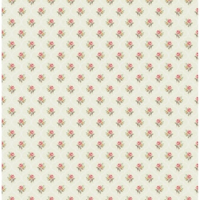 Seabrook Designs Karan Rose Trellis Unpasted Wallpaper