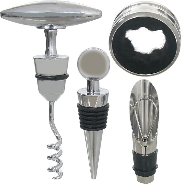 Greg Norman Golf Collection 4 Piece Wine Serving Set - Silver