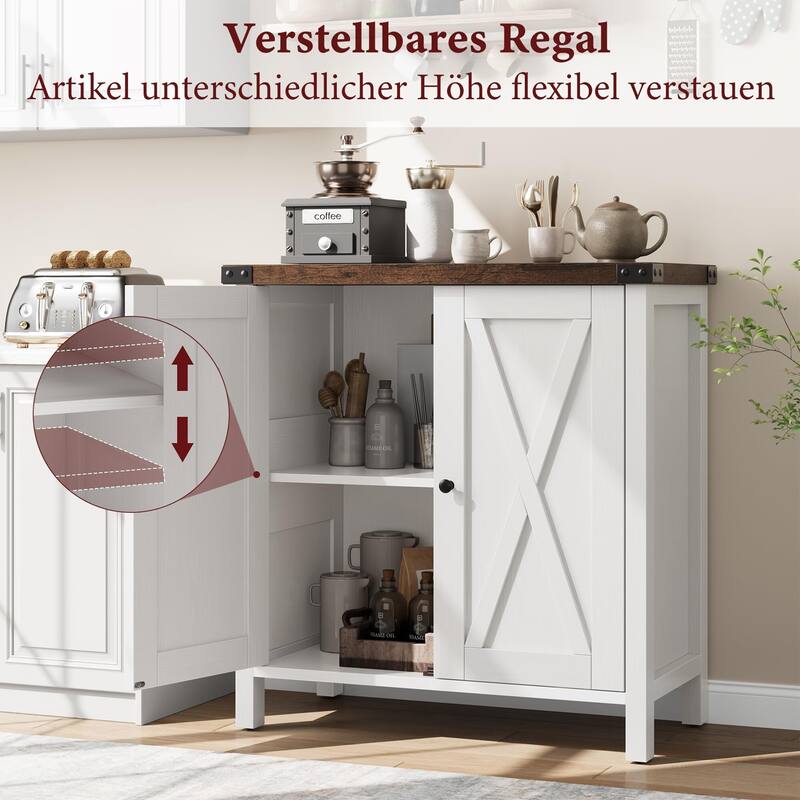 Storage Cabinet 15.7" d x 30" w x 31.5" h, Sideboard Buffet Cabinet with 2 Doors and Adjustable Shelves