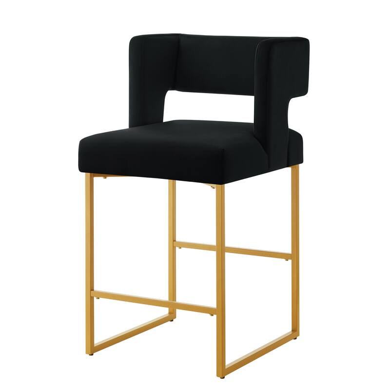 Modern Fashion Counter Height Bar Stools With Unique Square Open Backrest