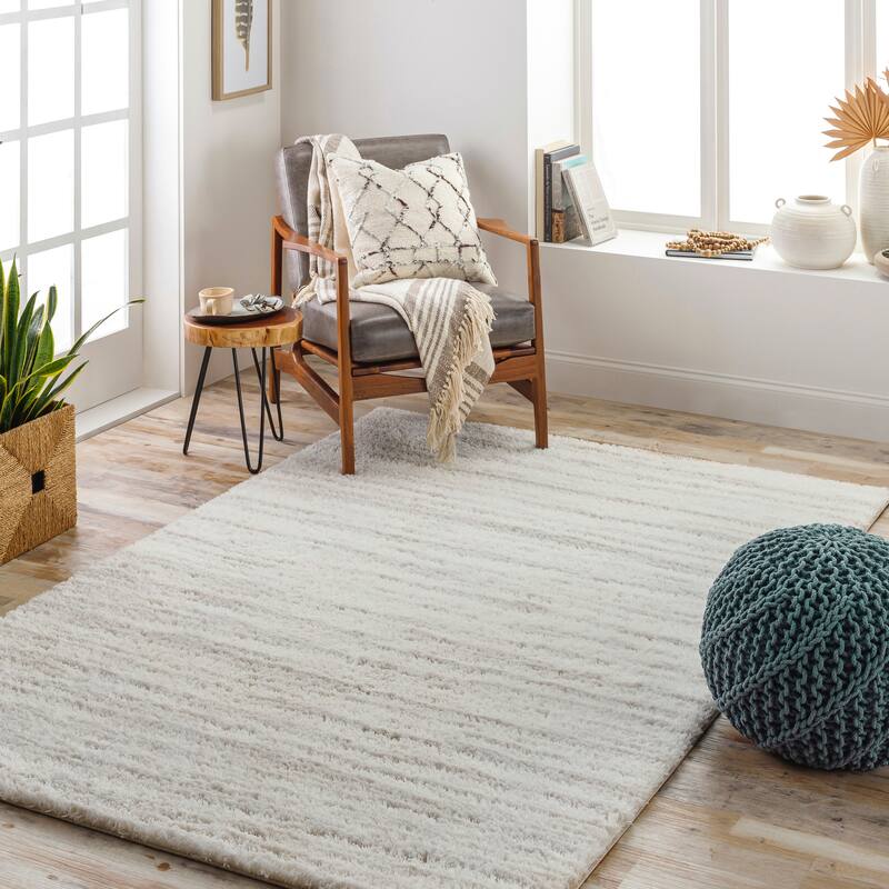 Livabliss Cloudy Heathered Solid Plush Area Rug - 7' 10" x 10' - Grey/Cream - Rectangle
