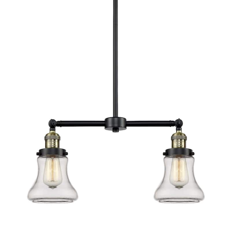 Innovations Lighting Bellmont 2 Light 21" Wide Linear Chandelier - Black / Antique Brass / Clear