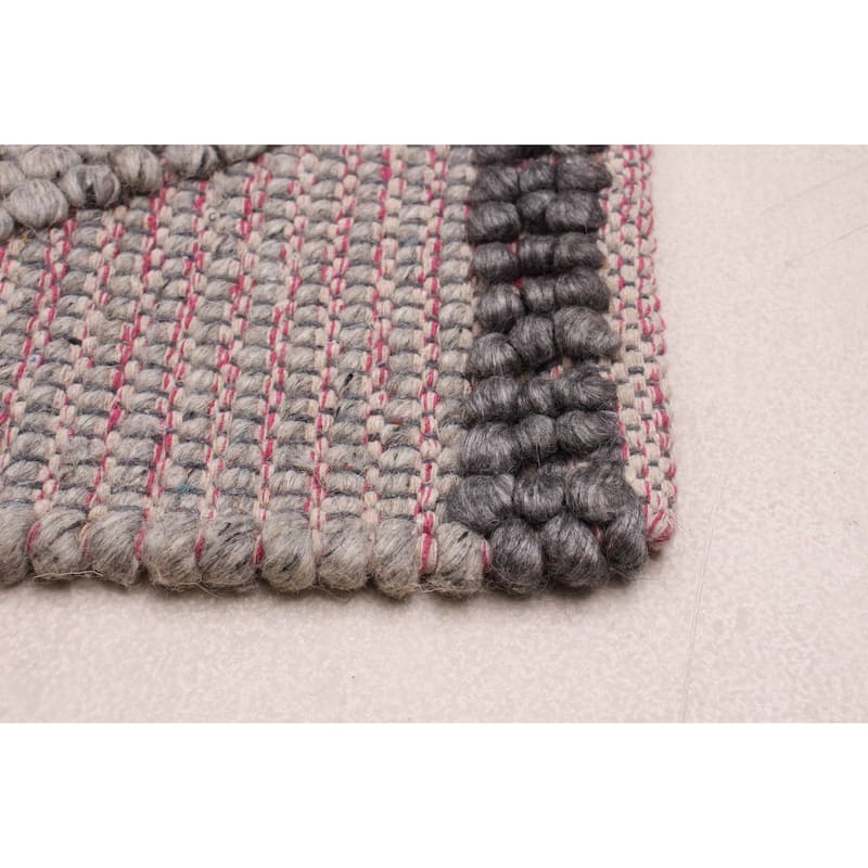 ECARPETGALLERY Braid weave Sienna Grey Wool Rug - 6'1 x 8'10