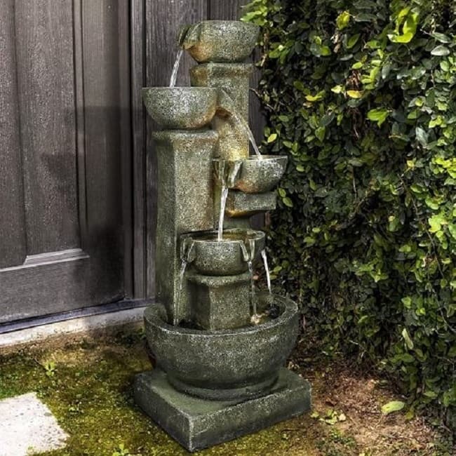 Resin Floor Rock Water Fall Fountain With Light