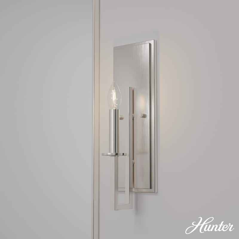 Hunter Bearden Wall Sconce - Hallway, Bedside, Bathroom - Contemporary, Candle, Industrial, Geometric - Damp Rated! - Brushed Nickel