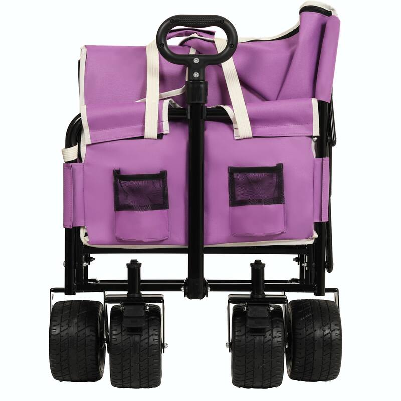 3-in-1 Convertible Folding Wagon Cart with Bench Seat & Storage - 500lbs Heavy-Duty Utility Wagon, 180L Capacity