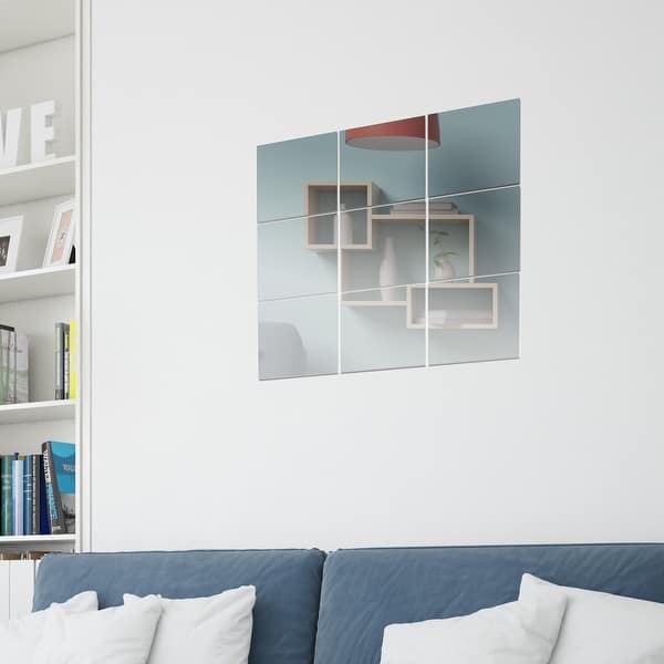 Walplus Square Acrylic Wall Mirror Tiles 9pcs Diy Art Home Decoration Overstock 31866820