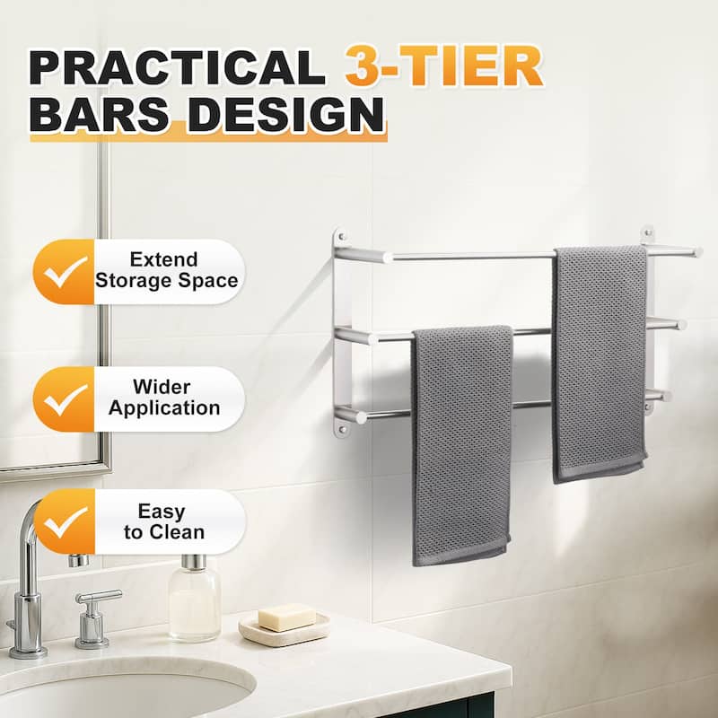 WOWOW Modern 3-Tier Wall Mounted Towel Rack