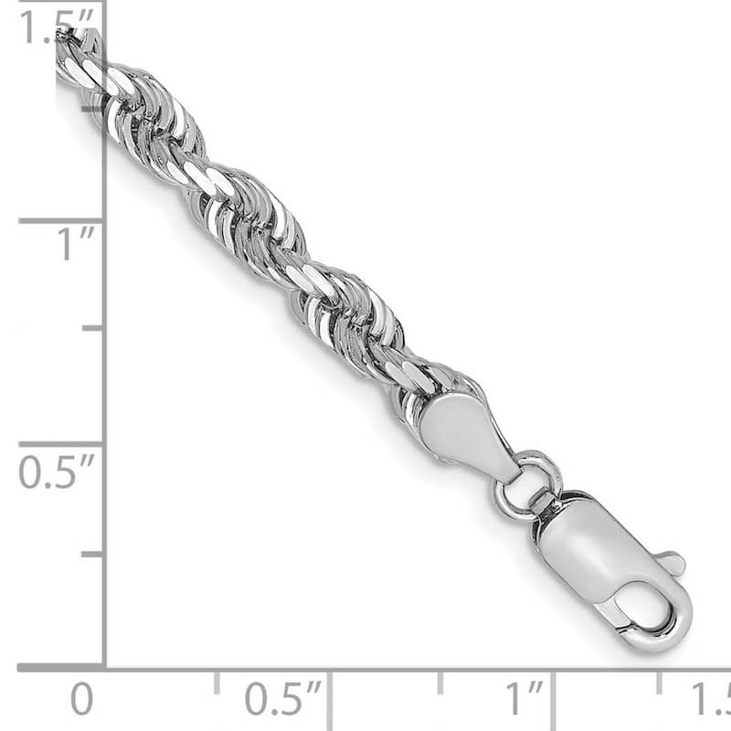 Curata 14k White Gold 7" or 8" 4.5mm Sparkle Cut Quadruple Rope Chain Bracelet