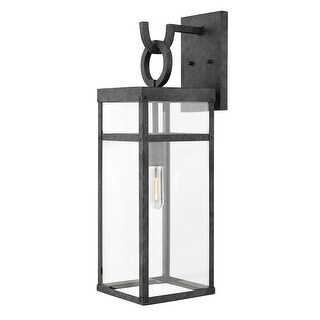 Hinkley Porter Collection One Light 5W Med. LED Outdoor Large Wall Mount Lantern, Aged Zinc