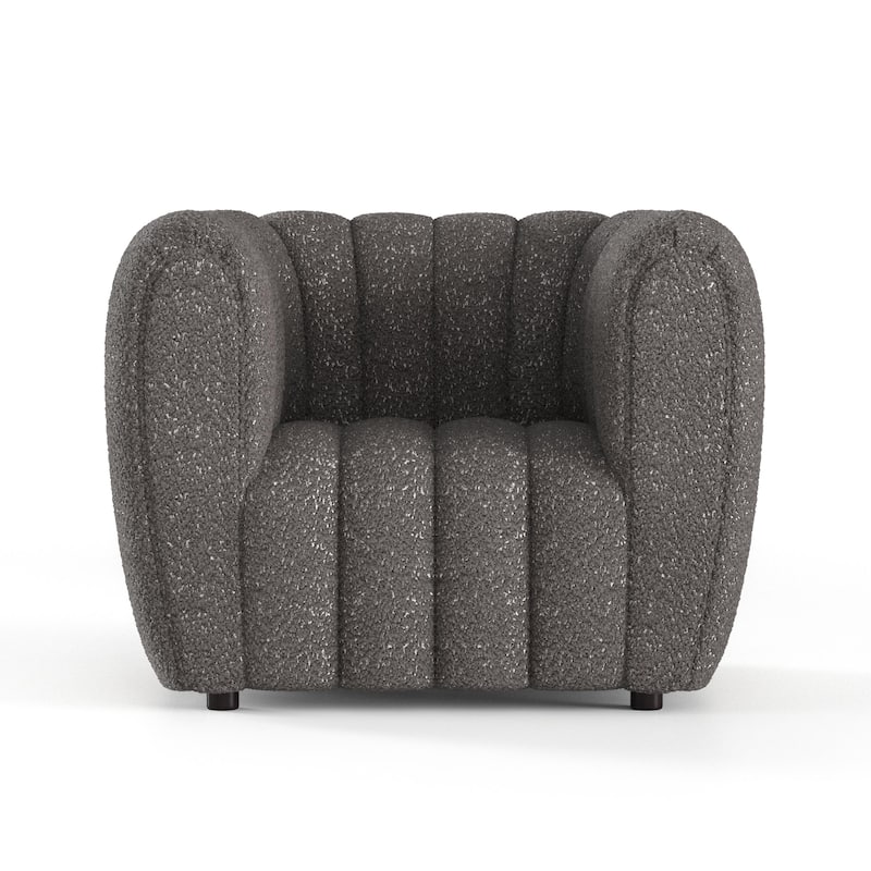Furniture of America Lucinda Modern Vertical Channel Tufted Boucle Accent Sofa Set with Wooden Legs