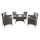 preview thumbnail 22 of 37, SAFAVIEH Outdoor Living Challe 7-Piece Patio Dining Set Grey Brown/White Cushion