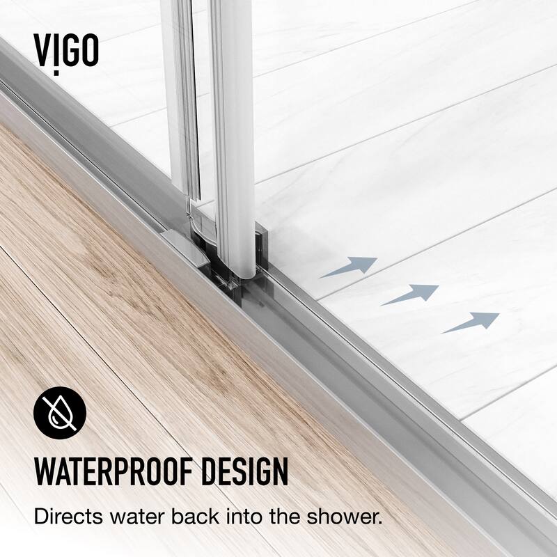 VIGO Satro E-Class 52 to 60 in. W x 74 in. H Semi-Frameless Double-Sliding Shower Door with Clear Tempered Glass