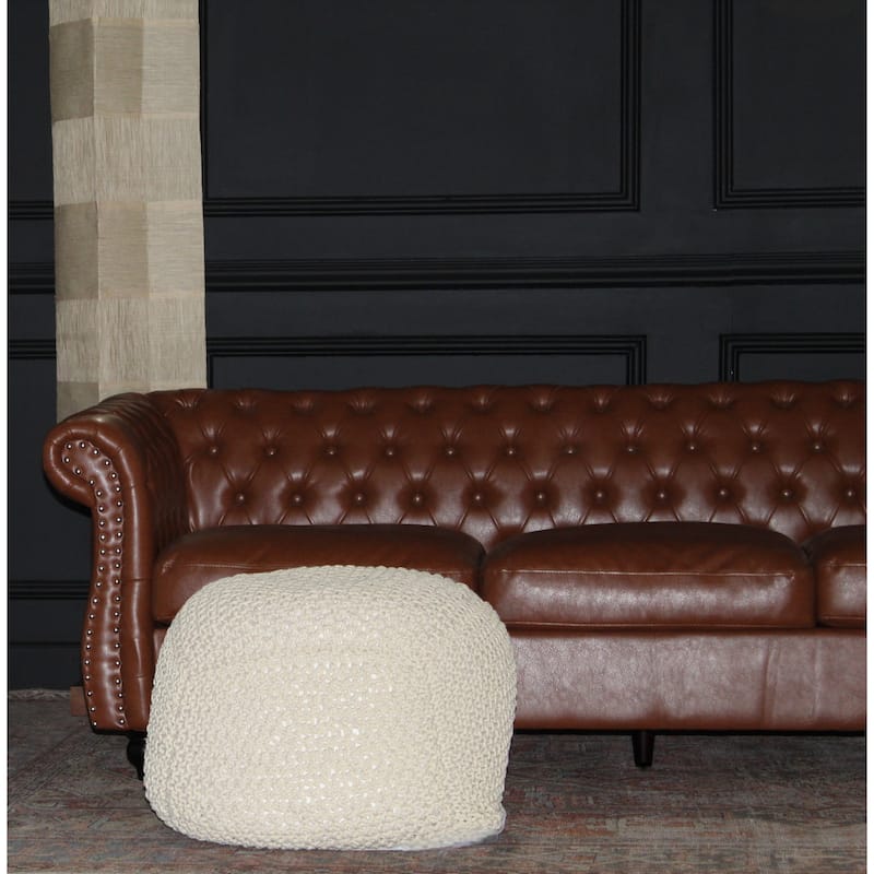 Rounded Pouf - Footrest For Living Room Or Bedroom - 100% Cotton Pouf