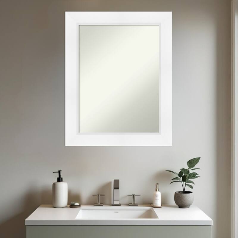 Sloped Non-Beveled Framed Bathroom Vanity Wall Mirror