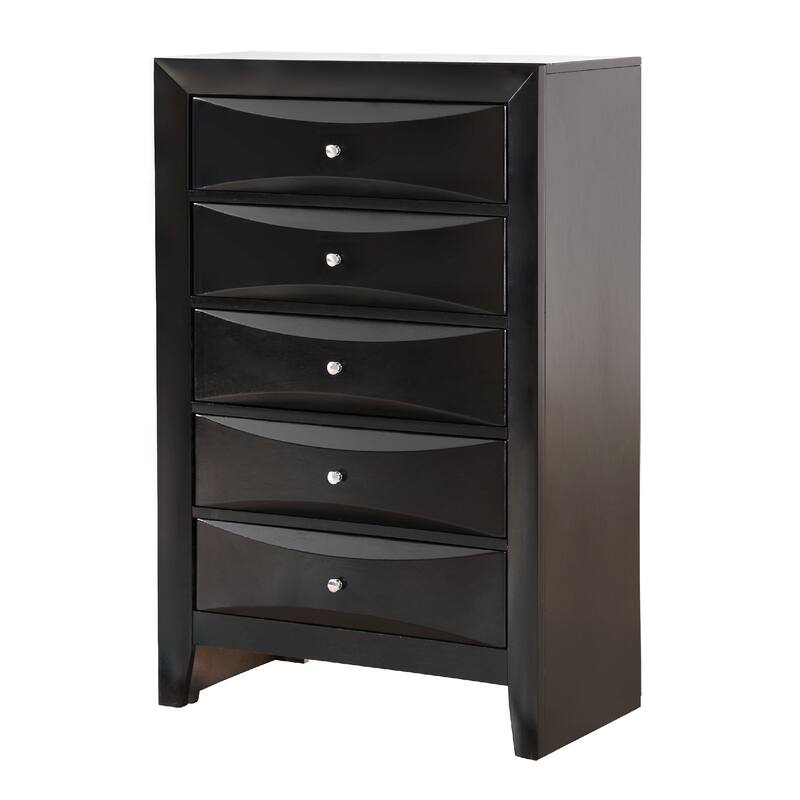 5-Drawer Wooden Bedroom Chest - 48" - Black