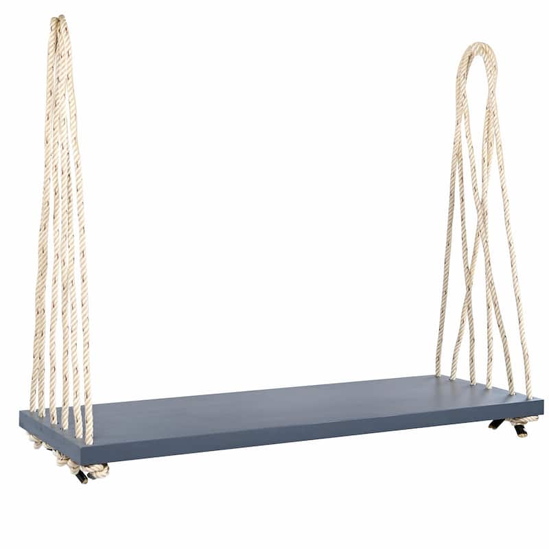 Patio Wooden Swing Chair, Hanging Porch Swing Bench with Cushion & Pillows, 10.8Ft Hemp Ropes
