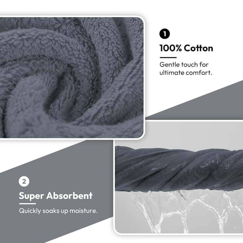 8 Piece Cotton Bath Towel Set,Highly Absorbant Towels,2 Bath Towels,2 Hand Towels and 4 Washcloths