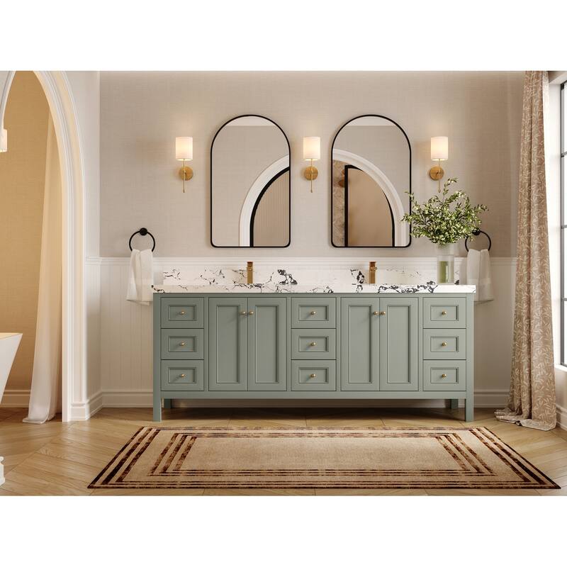 Willow Collections 84 in. W x 22 in. D Nashville Double Bowl Sink Bathroom Vanity with Countertop