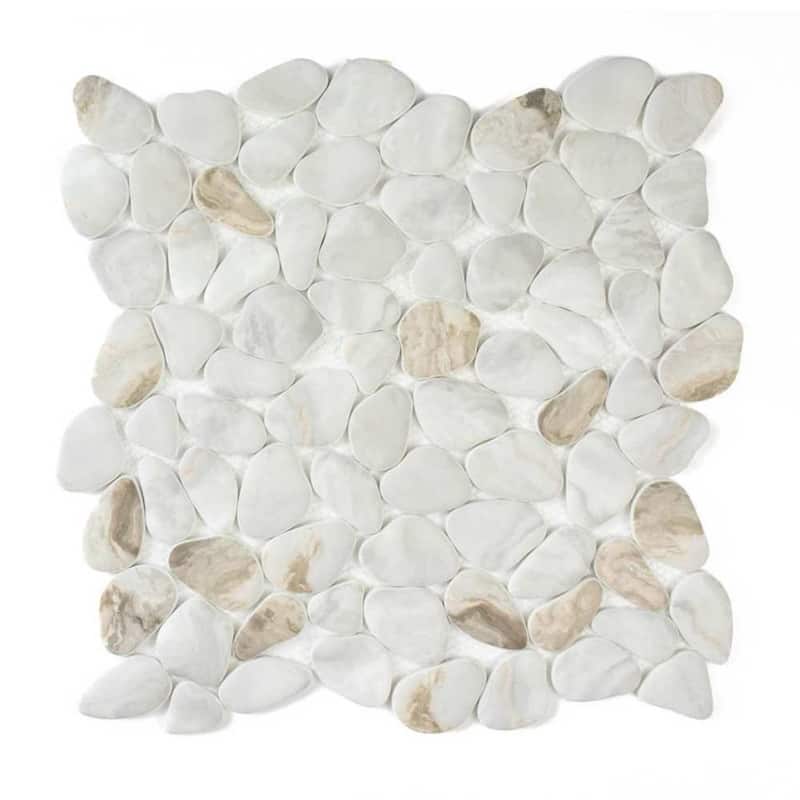 Huron Rock 12x12 Matte Glass Pebble Mosaic Tile - Floor, Wall, Backsplash