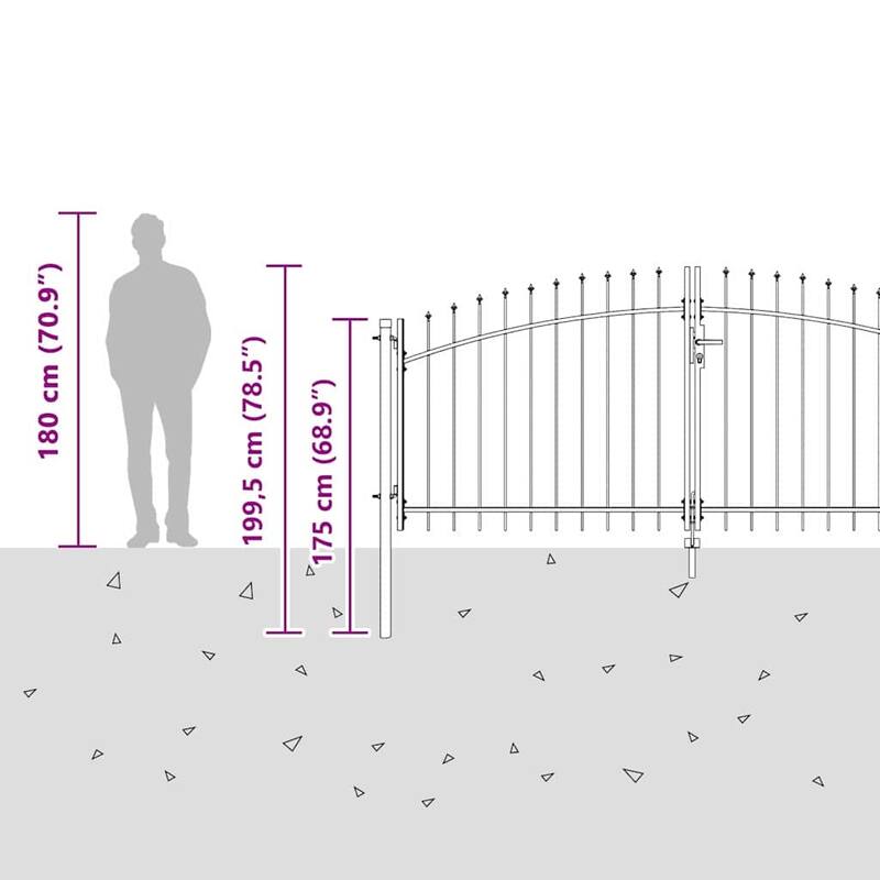 vidaXL Garden Gate with Lock Gray Steel