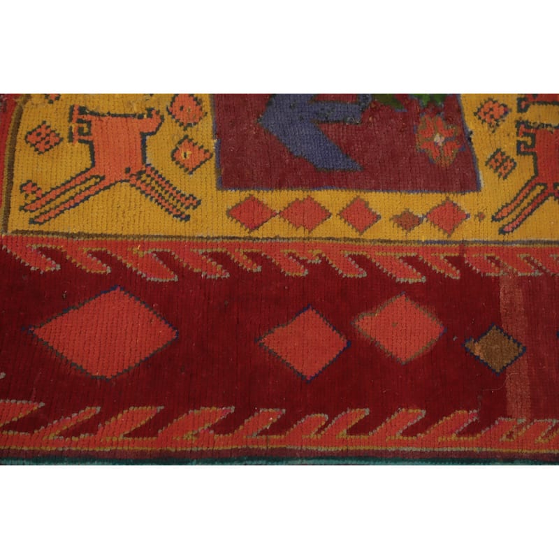 Hand Knotted Oriental 100% Wool Carpet Traditional Tribal Navy Blue & Blues Ardebil Runner Rug - 10' 7'' X 2' 6''